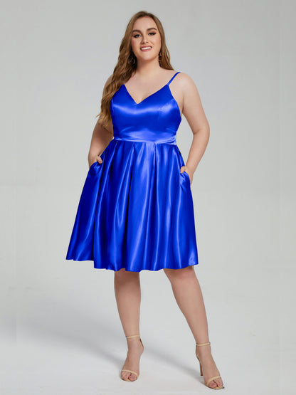 Josie Simple Plus Size Soft Satin Short Bridesmaid Dresses