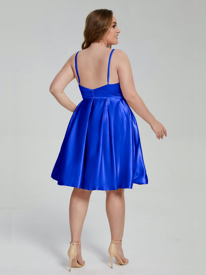 Josie Simple Plus Size Soft Satin Short Bridesmaid Dresses