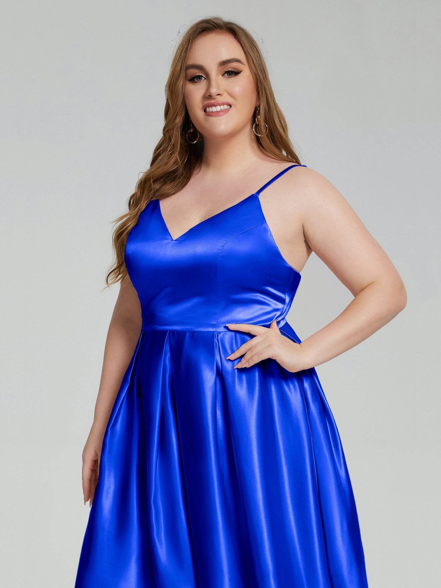 Josie Simple Plus Size Soft Satin Short Bridesmaid Dresses