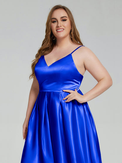 Josie Simple Plus Size Soft Satin Short Bridesmaid Dresses