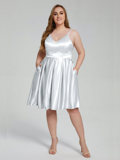 Josie Simple Plus Size Soft Satin Short Bridesmaid Dresses