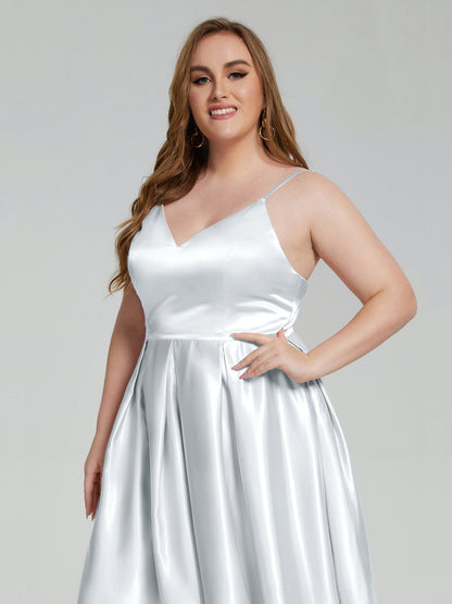 Josie Simple Plus Size Soft Satin Short Bridesmaid Dresses