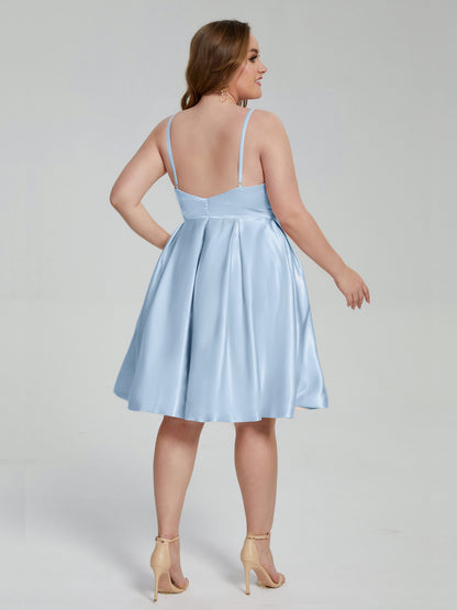 Josie Simple Plus Size Soft Satin Short Bridesmaid Dresses