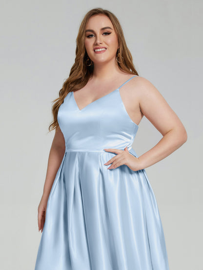 Josie Simple Plus Size Soft Satin Short Bridesmaid Dresses