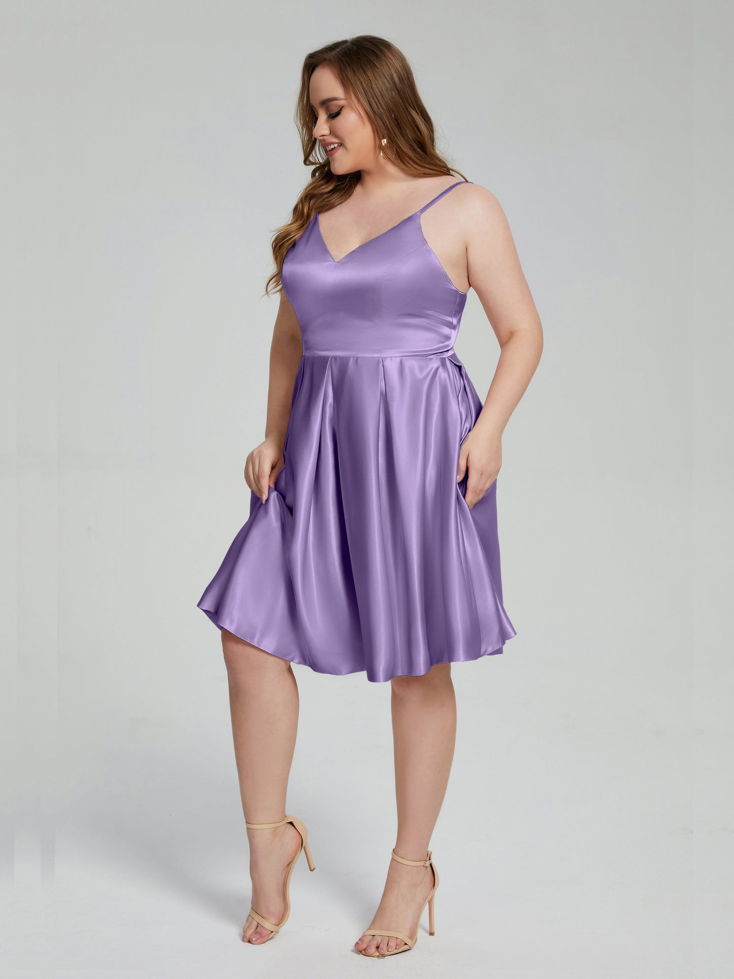 Josie Simple Plus Size Soft Satin Short Bridesmaid Dresses