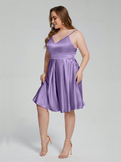 Josie Simple Plus Size Soft Satin Short Bridesmaid Dresses