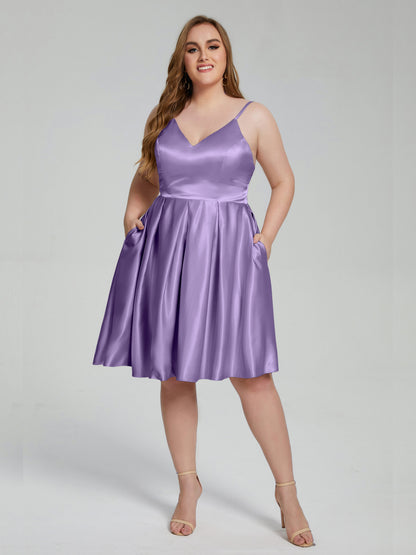 Josie Simple Plus Size Soft Satin Short Bridesmaid Dresses