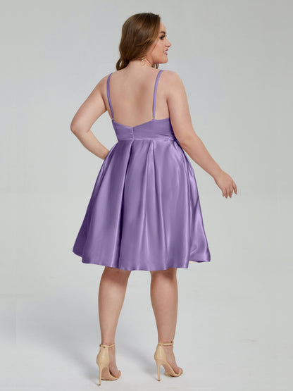 Josie Simple Plus Size Soft Satin Short Bridesmaid Dresses