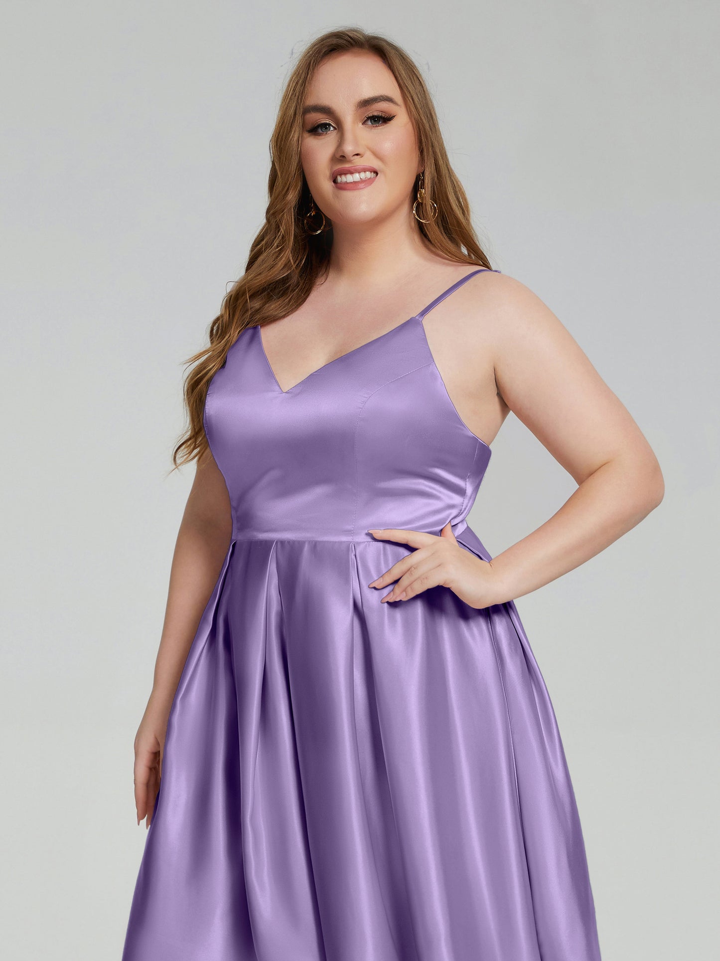 Josie Simple Plus Size Soft Satin Short Bridesmaid Dresses