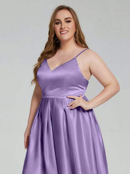 Josie Simple Plus Size Soft Satin Short Bridesmaid Dresses