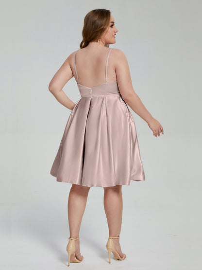 Josie Simple Plus Size Soft Satin Short Bridesmaid Dresses
