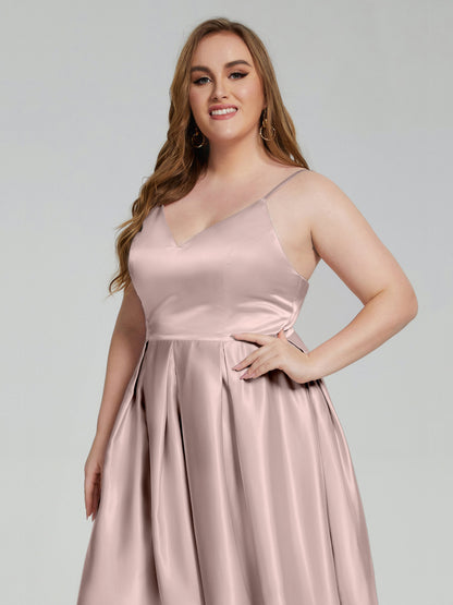 Josie Simple Plus Size Soft Satin Short Bridesmaid Dresses