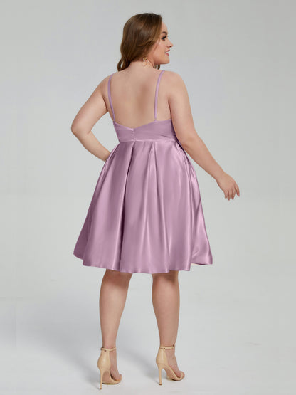 Josie Simple Plus Size Soft Satin Short Bridesmaid Dresses