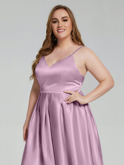 Josie Simple Plus Size Soft Satin Short Bridesmaid Dresses