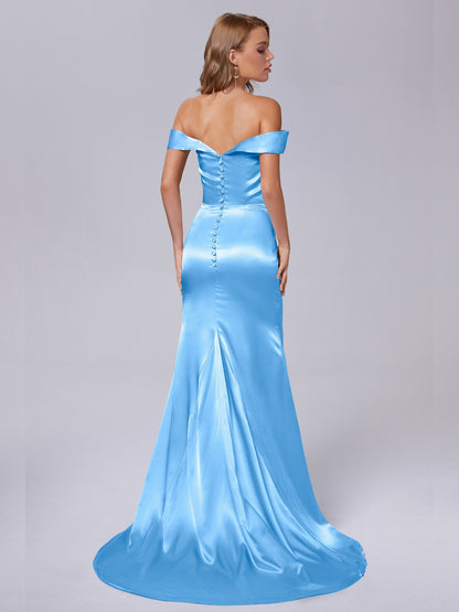 Juliette Off the Shoulder Hourglass Soft Satin Bridesmaid Dresses
