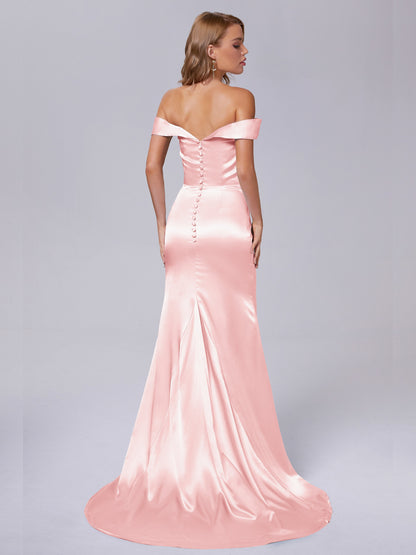 Juliette Off the Shoulder Hourglass Soft Satin Bridesmaid Dresses