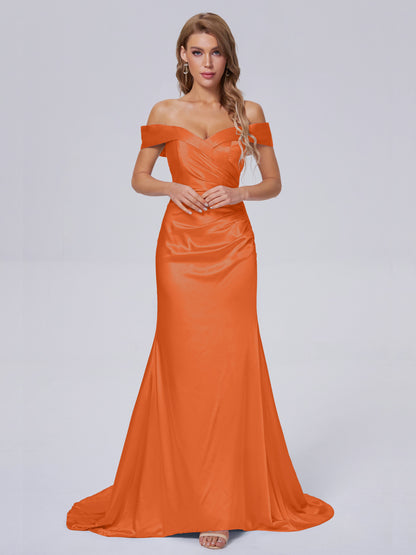 Juliette Off the Shoulder Hourglass Soft Satin Bridesmaid Dresses
