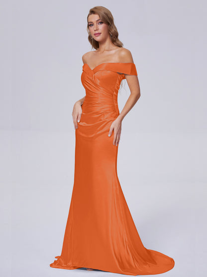 Juliette Off the Shoulder Hourglass Soft Satin Bridesmaid Dresses