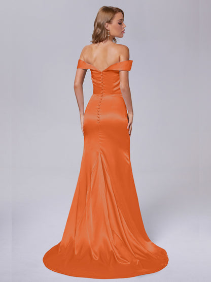 Juliette Off the Shoulder Hourglass Soft Satin Bridesmaid Dresses
