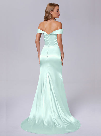 Juliette Off the Shoulder Hourglass Soft Satin Bridesmaid Dresses
