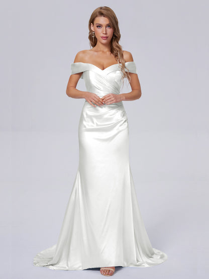 Juliette Off the Shoulder Hourglass Soft Satin Bridesmaid Dresses