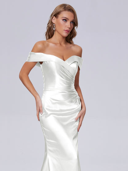 Juliette Off the Shoulder Hourglass Soft Satin Bridesmaid Dresses