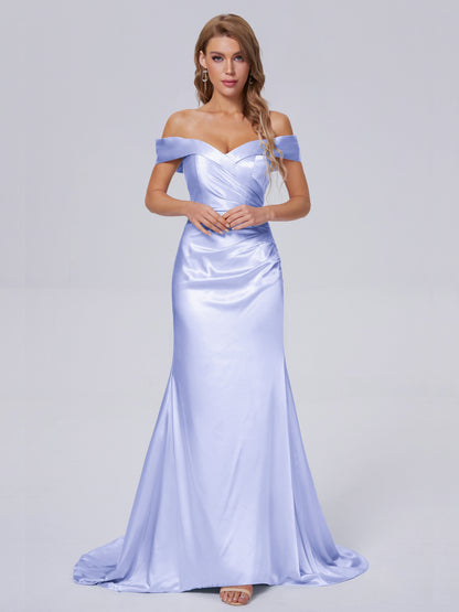 Juliette Off the Shoulder Hourglass Soft Satin Bridesmaid Dresses