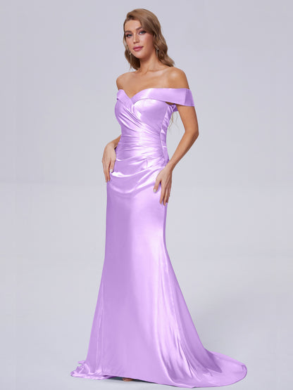 Juliette Off the Shoulder Hourglass Soft Satin Bridesmaid Dresses