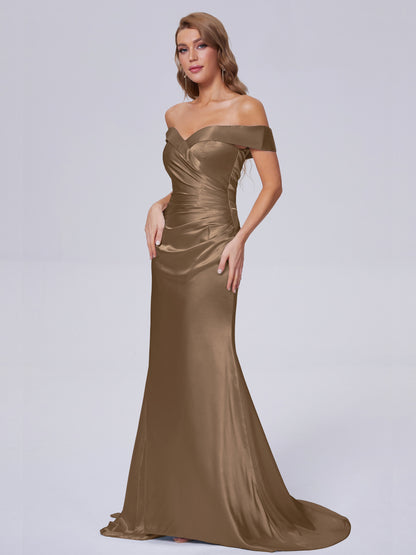 Juliette Off the Shoulder Hourglass Soft Satin Bridesmaid Dresses