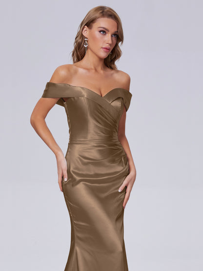 Juliette Off the Shoulder Hourglass Soft Satin Bridesmaid Dresses