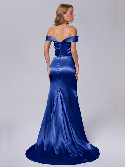 Juliette Off the Shoulder Hourglass Soft Satin Bridesmaid Dresses