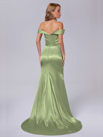 Juliette Off the Shoulder Hourglass Soft Satin Bridesmaid Dresses