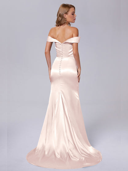 Juliette Off the Shoulder Hourglass Soft Satin Bridesmaid Dresses
