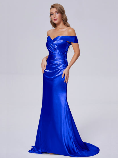 Juliette Off the Shoulder Hourglass Soft Satin Bridesmaid Dresses