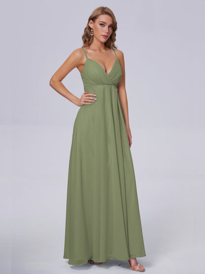 Laila Affordable Spaghetti Straps Chiffon Bridesmaid Dresses