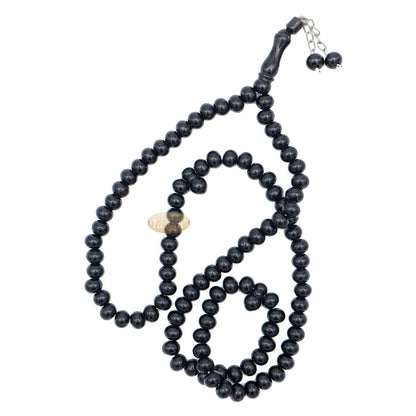 Large 12x9.5 mm Black Monomer Muslim Tasbih Prayer 99-Beads Chain Tassel