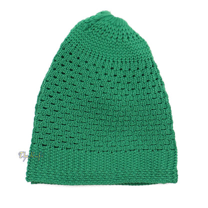 Light Green Open Weave Nylon Kufi Hat
