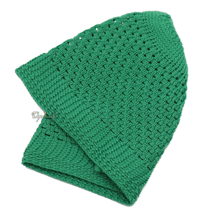 Light Green Open Weave Nylon Kufi Hat