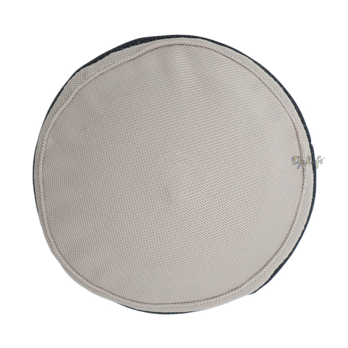 Light Khaki and Black Madun Vented Top Pliable Two-Color Round Kufi Hat