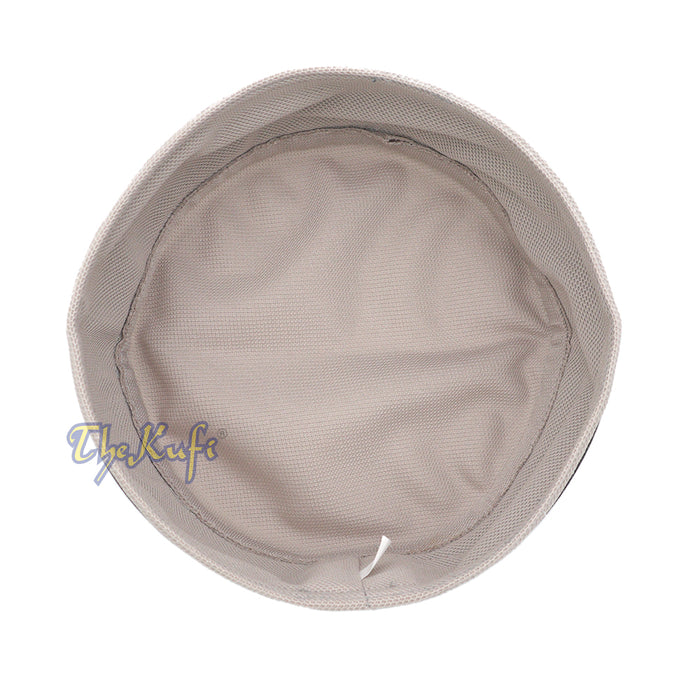 Light Khaki and Black Madun Vented Top Pliable Two-Color Round Kufi Hat