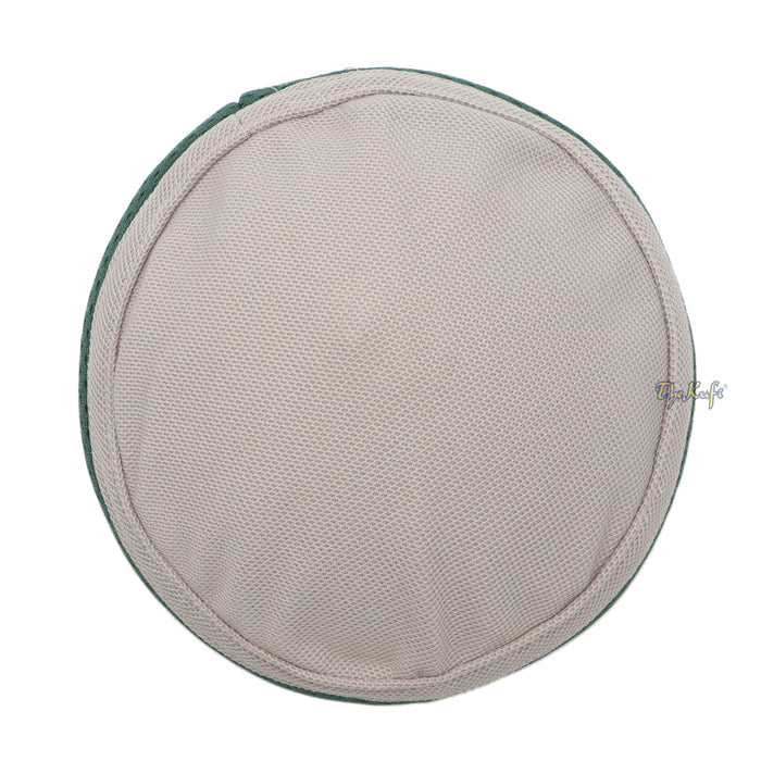 Light Khaki and Dark Green Madun Vented Top Pliable Two-Color Round Kufi Hat