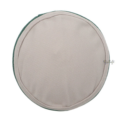 Light Khaki and Dark Green Madun Vented Top Pliable Two-Color Round Kufi Hat