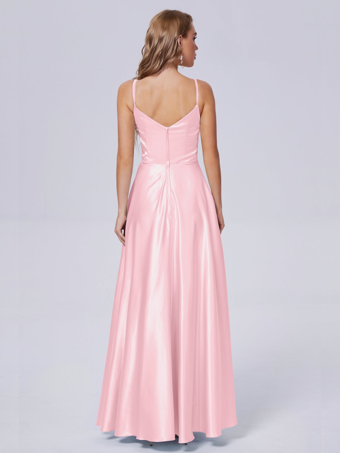 Lila Sexy Straps Soft Satin Long Bridesmaid Dresses