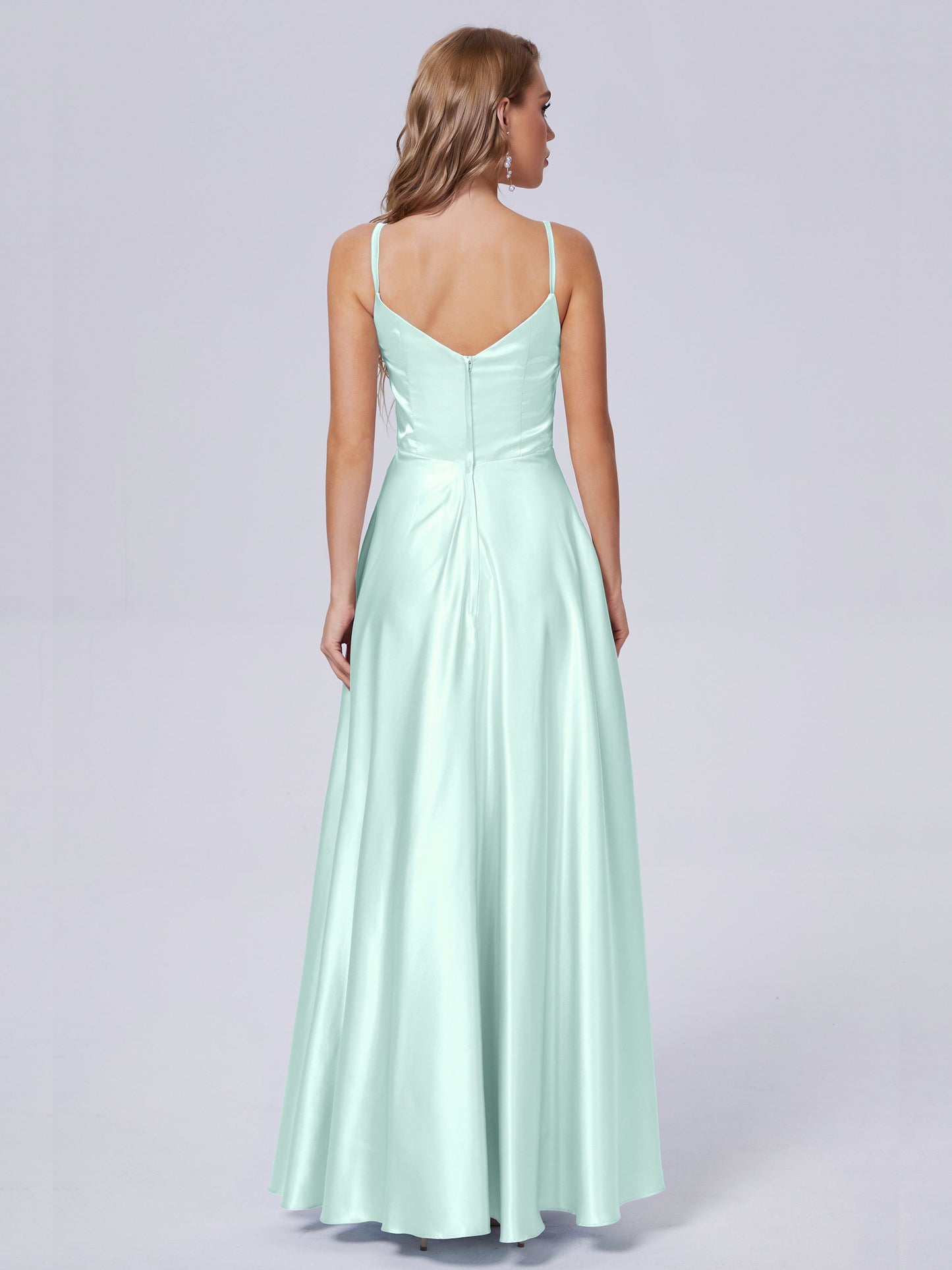 Lila Sexy Straps Soft Satin Long Bridesmaid Dresses