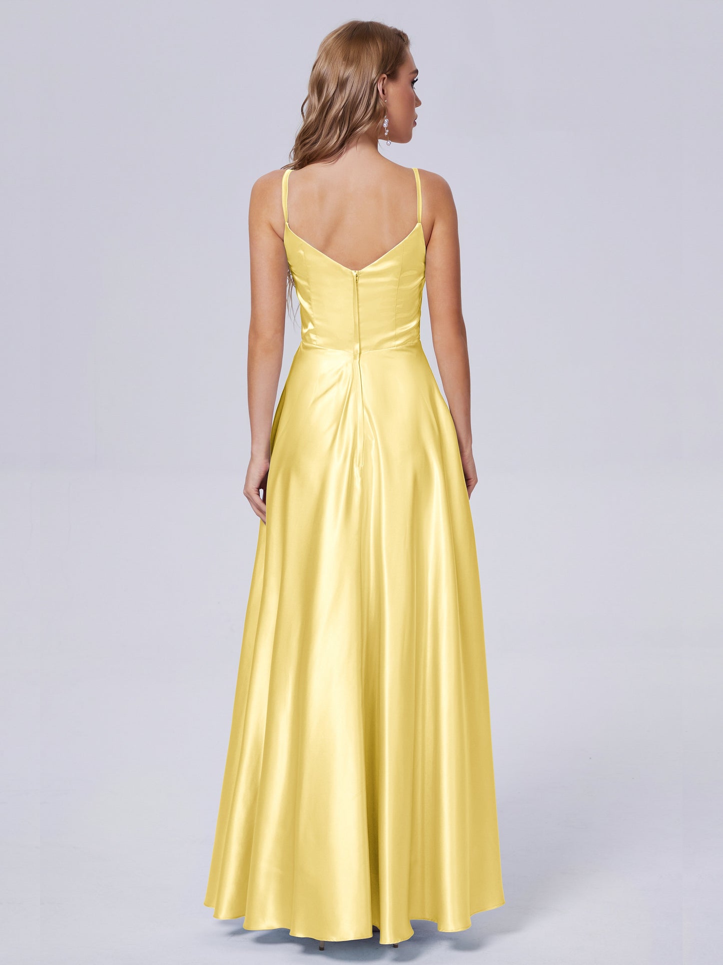 Lila Sexy Straps Soft Satin Long Bridesmaid Dresses