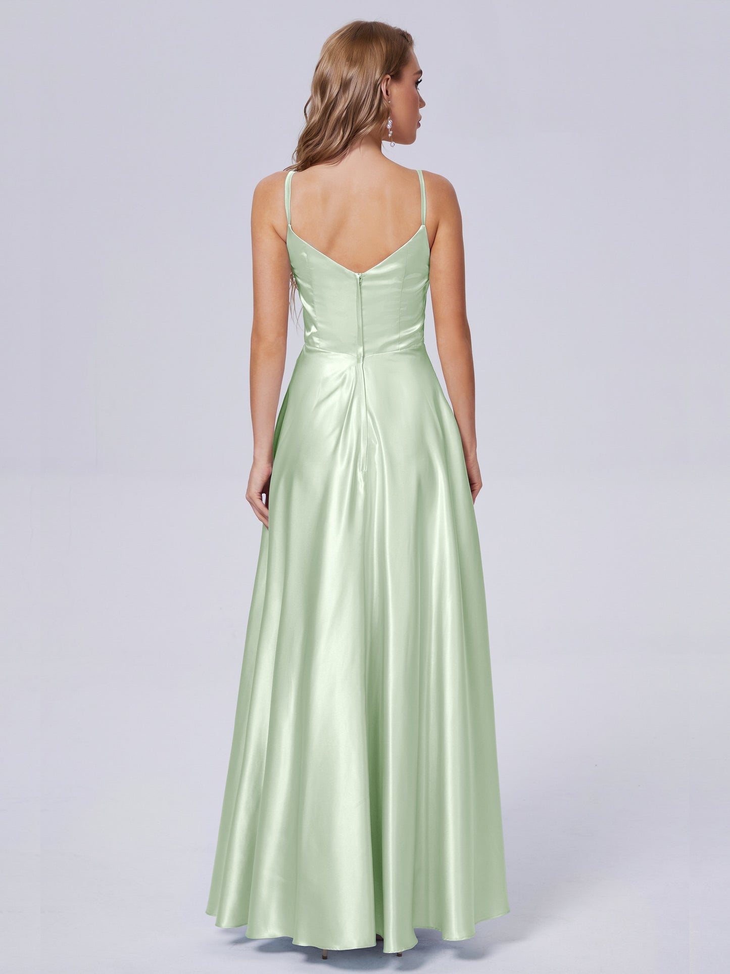 Lila Sexy Straps Soft Satin Long Bridesmaid Dresses