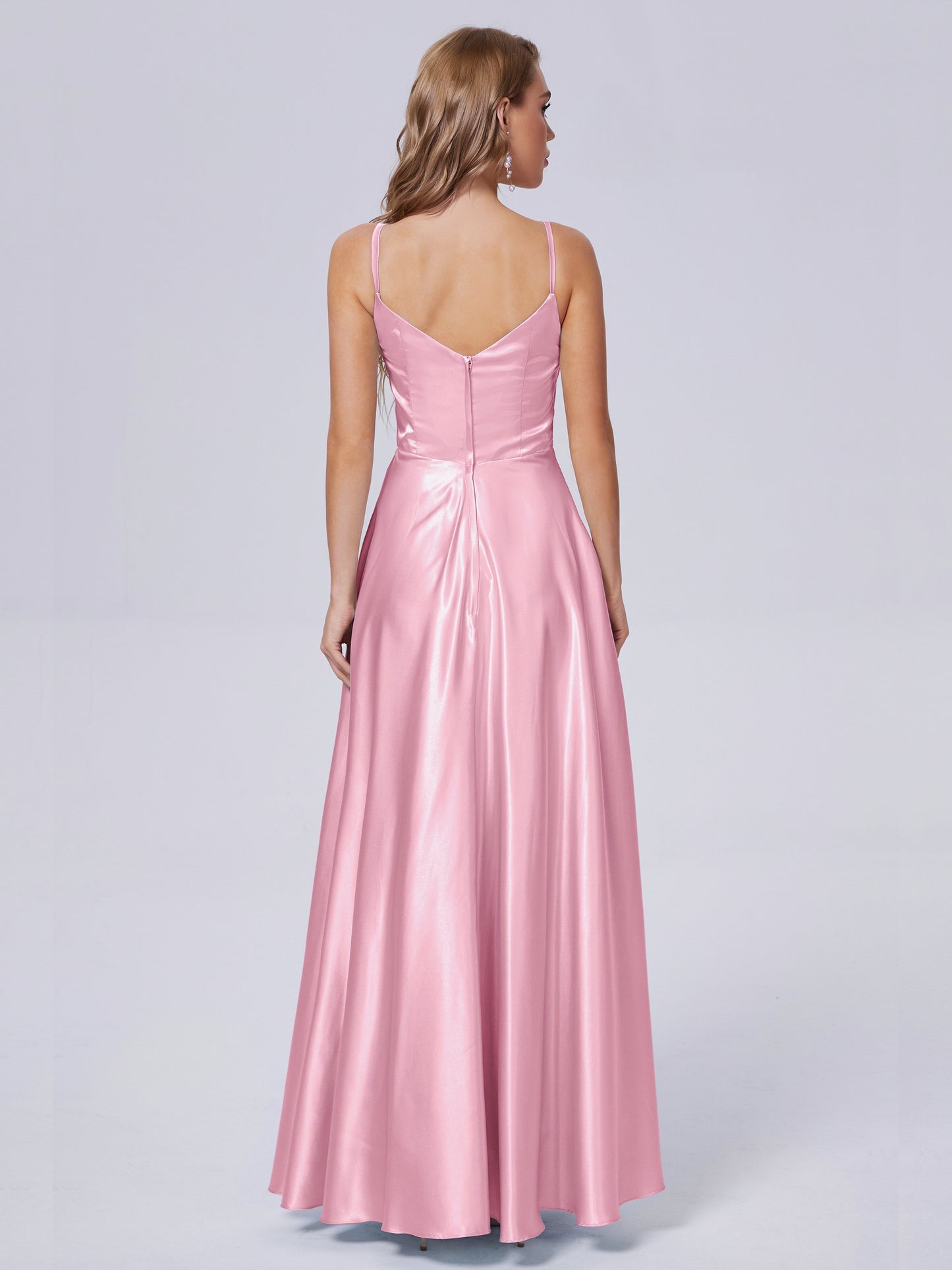 Lila Sexy Straps Soft Satin Long Bridesmaid Dresses