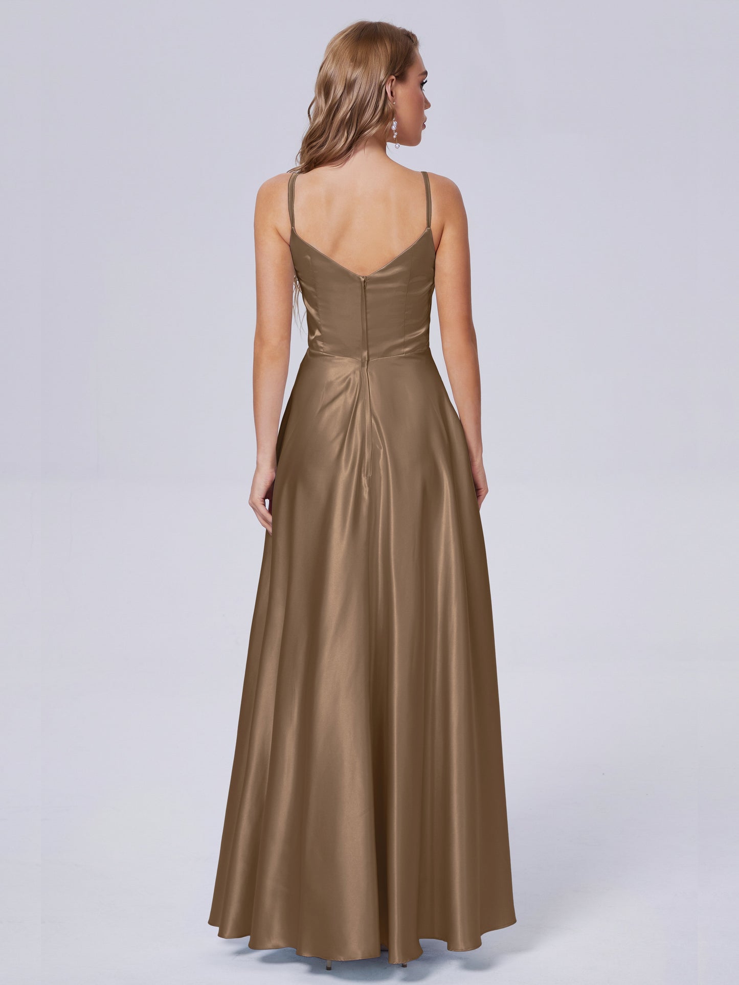Lila Sexy Straps Soft Satin Long Bridesmaid Dresses