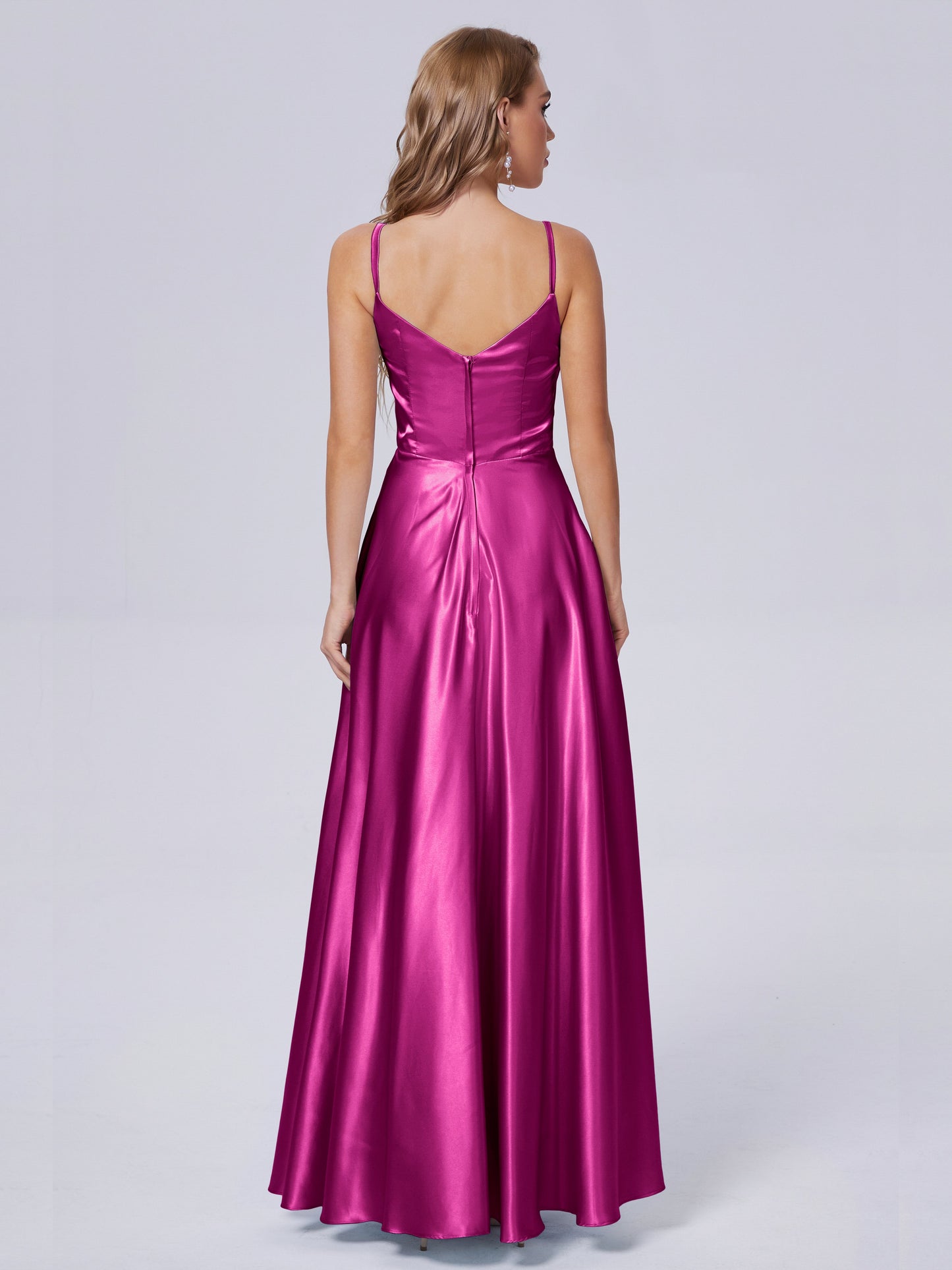Lila Sexy Straps Soft Satin Long Bridesmaid Dresses