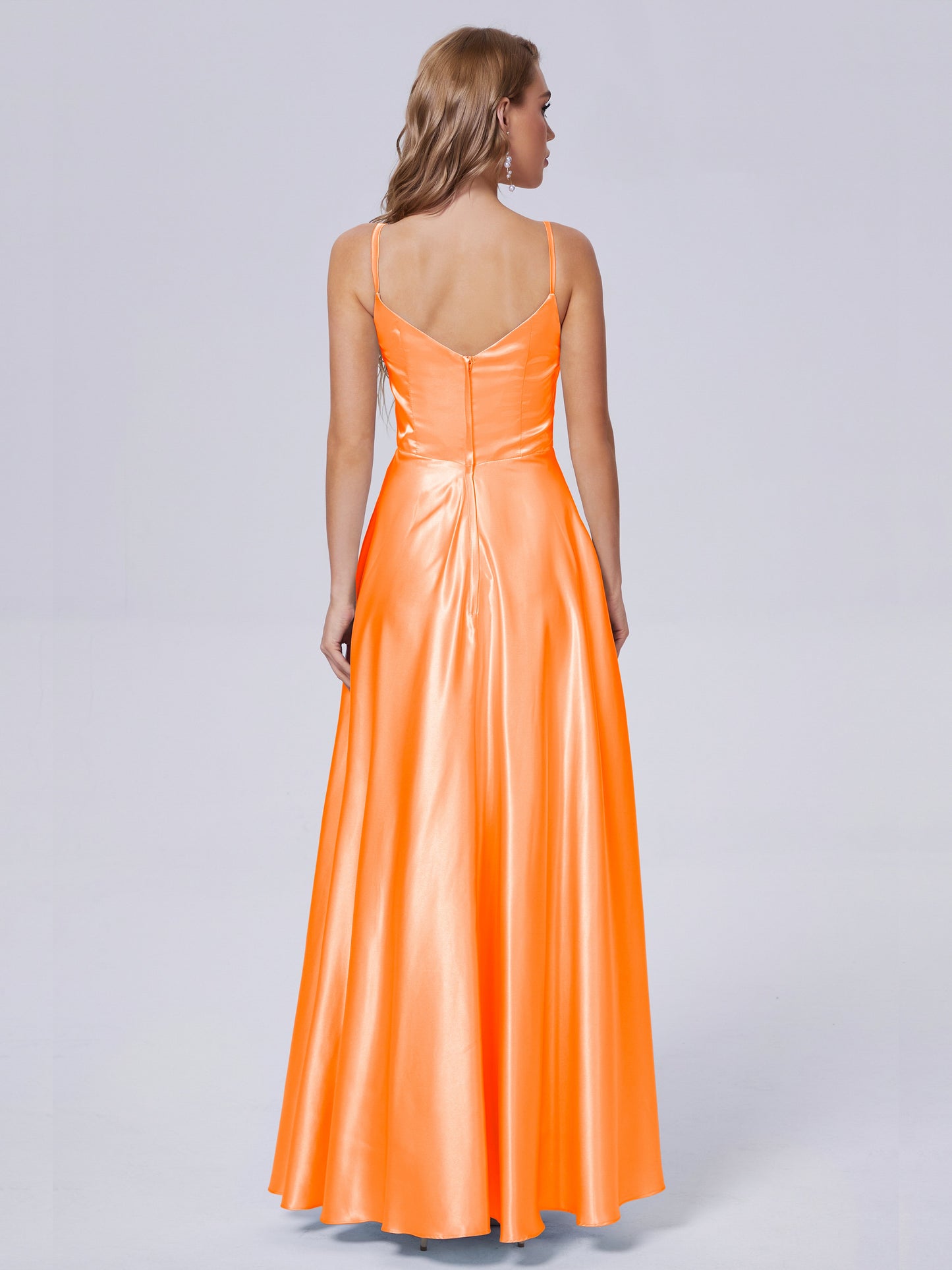 Lila Sexy Straps Soft Satin Long Bridesmaid Dresses